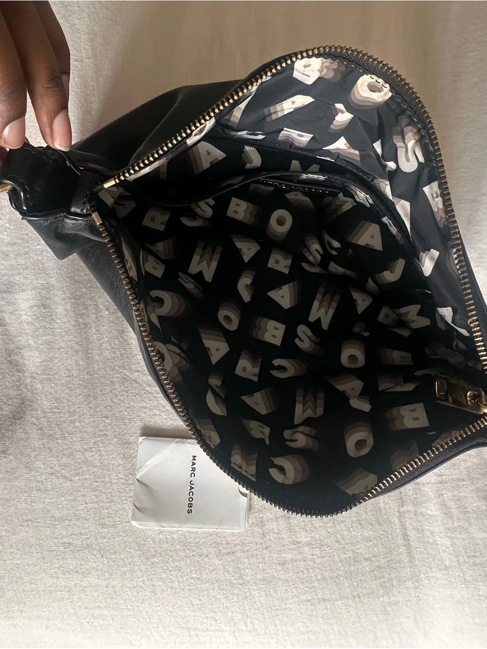 Marc Jacobs Black Leather Toiletry Pouch with Embossed Logo